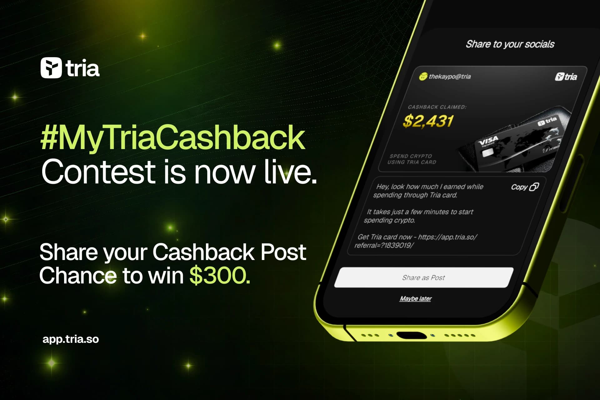 #MyTriaCashback Contest: Share Your Cashback, Win $300